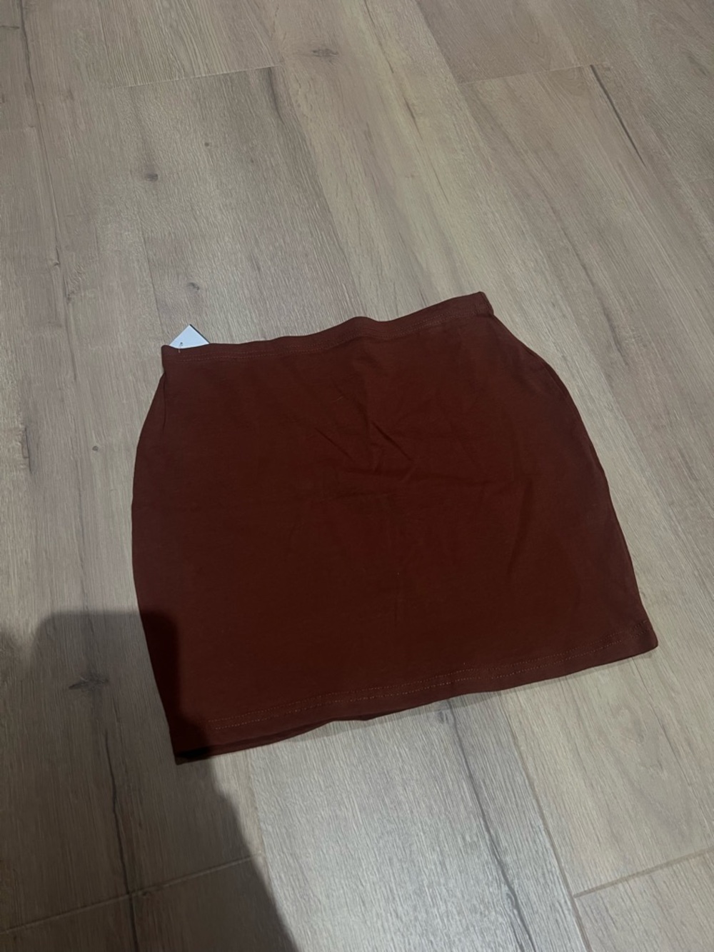 Classic Ribbed Mini Skirt in Rich Brown
